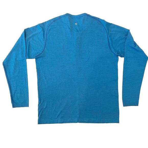 Lululemon 5 Year Basic Long Sleeve Henley Heathered Pewter Blue XL - Picture 5 of 6